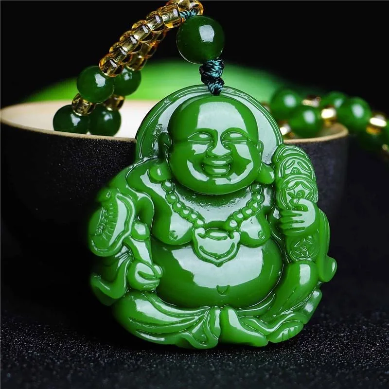 The Jewelry & Watches - Çin yeşil yeşim Maitreya buda kolye