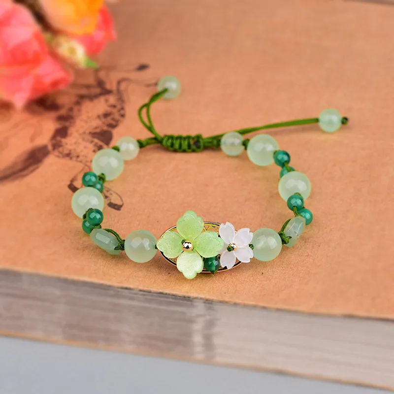 Charm Bracelet Beads - Yeşil yeşim çiçek bilezik muska muska