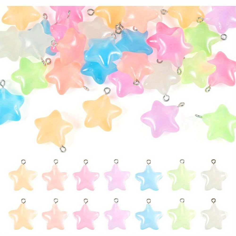 Moon Star Earrings - 6/24/40 adet Karışık Renkli Aydınlık Reçine