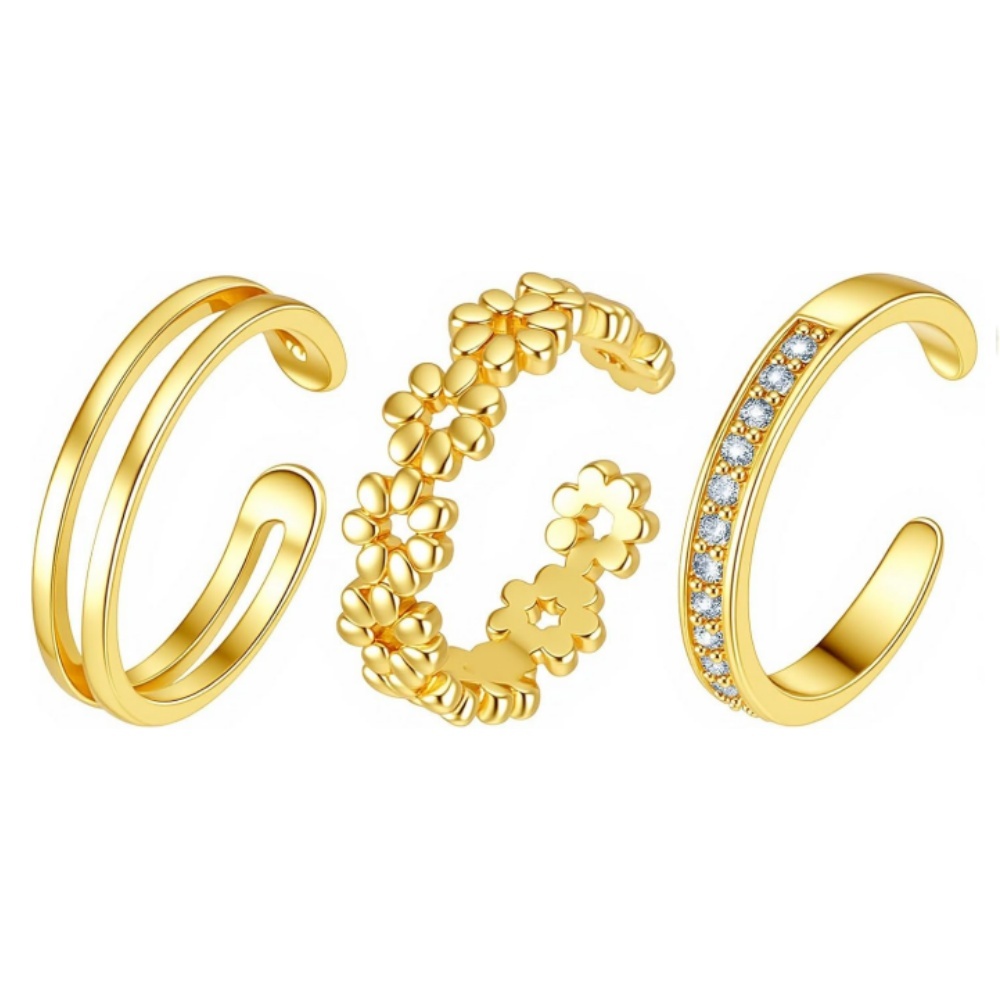 Minimalist Ring Stackable - 3 adet altın açık ayarlanabilir yüzük