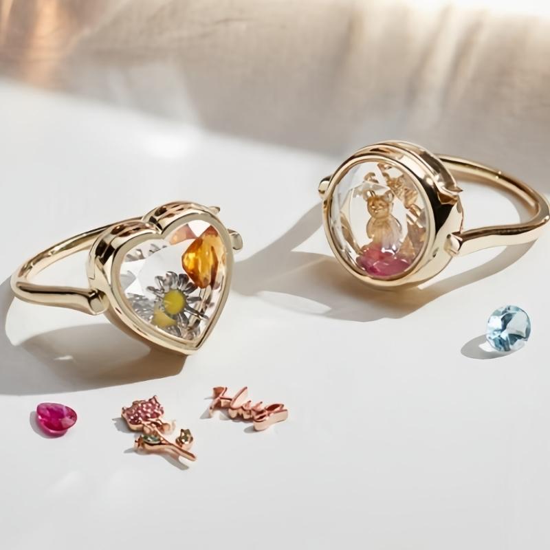 Moissanite Ring - 31BB Açılabilir Kalp/Yuvarlak Yüzük Günlük Giyim