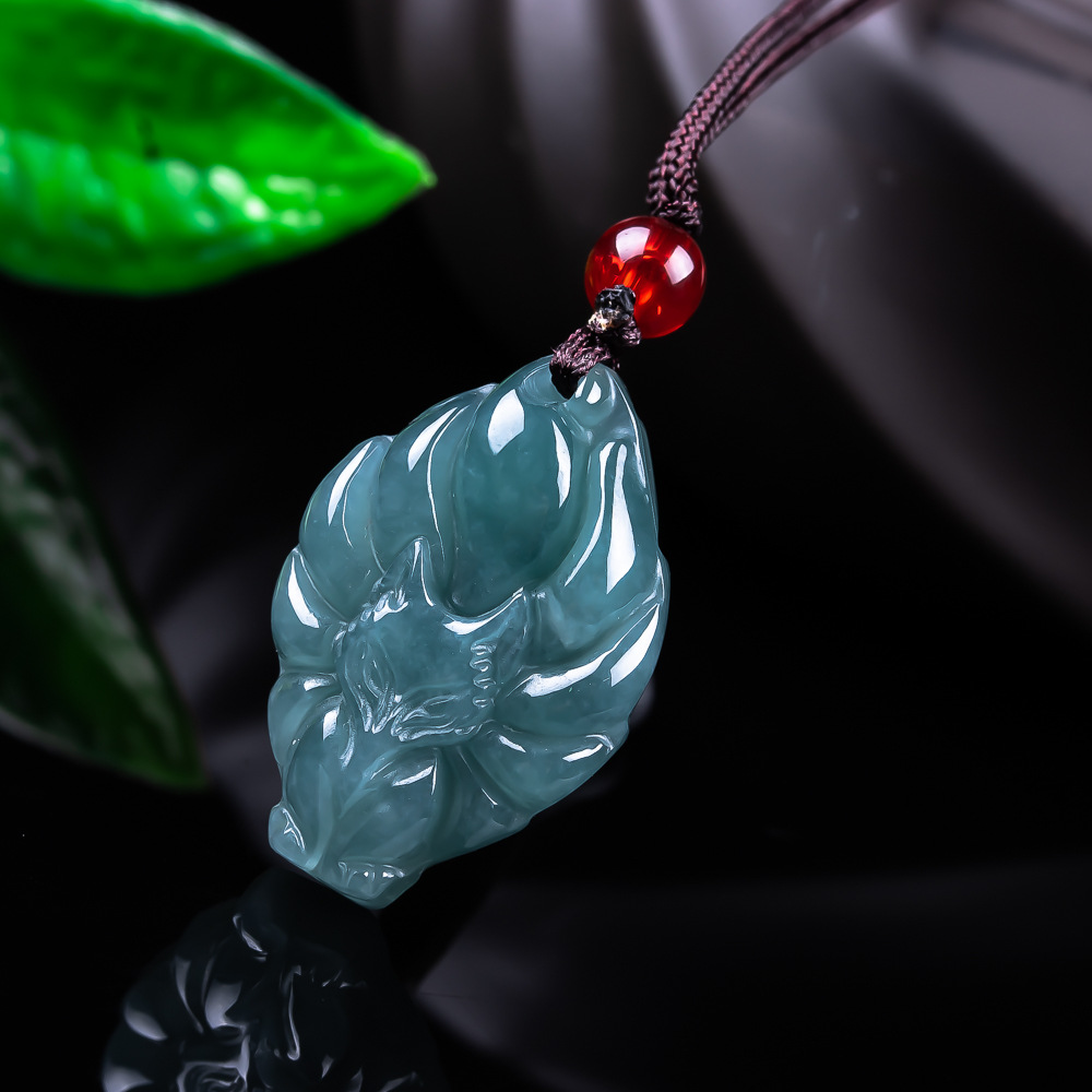 The Jewelry & Watches - Doğal Birmanya Jadeite Tilki Kolye Kolye