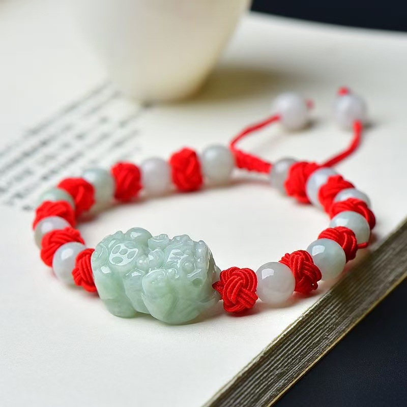 Charm Bracelet Beads - Doğal Birmanya Jadeite Pixiu Bilezik Moda