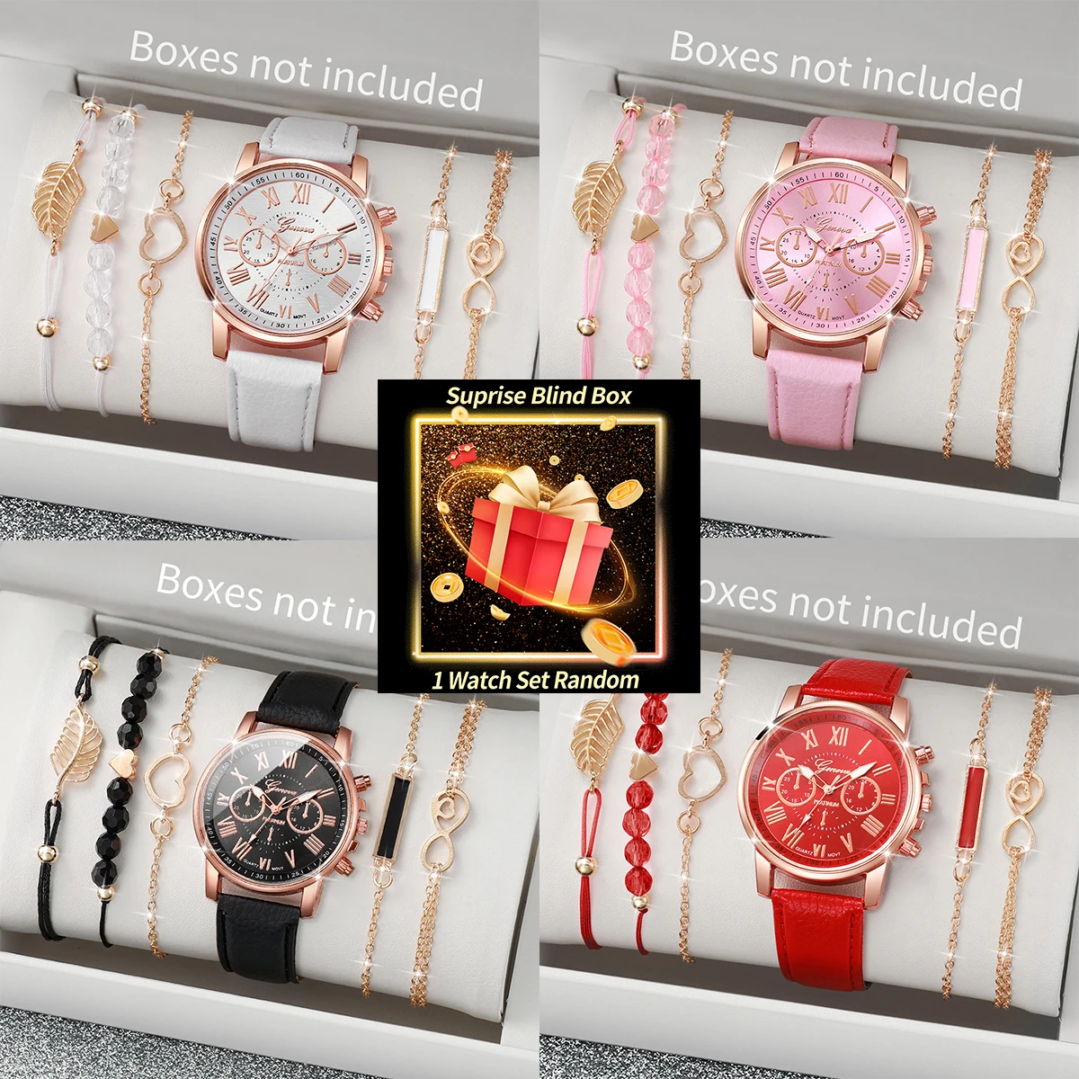 Jewelry Box Watches Bracelets - Sürpriz Kutu İçinde Kadın Saat Seti,