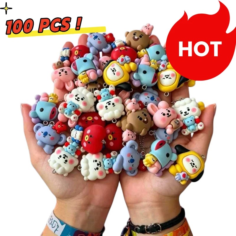 Charm Bracelet Beads - 7 adet BT21 Reçine Karikatür Figür