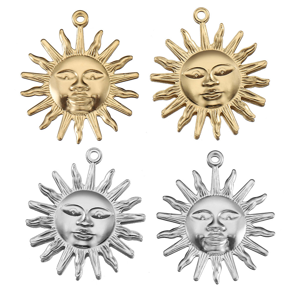 Moon Star Earrings - 5 adet Paslanmaz Çelik Güneş Kolye