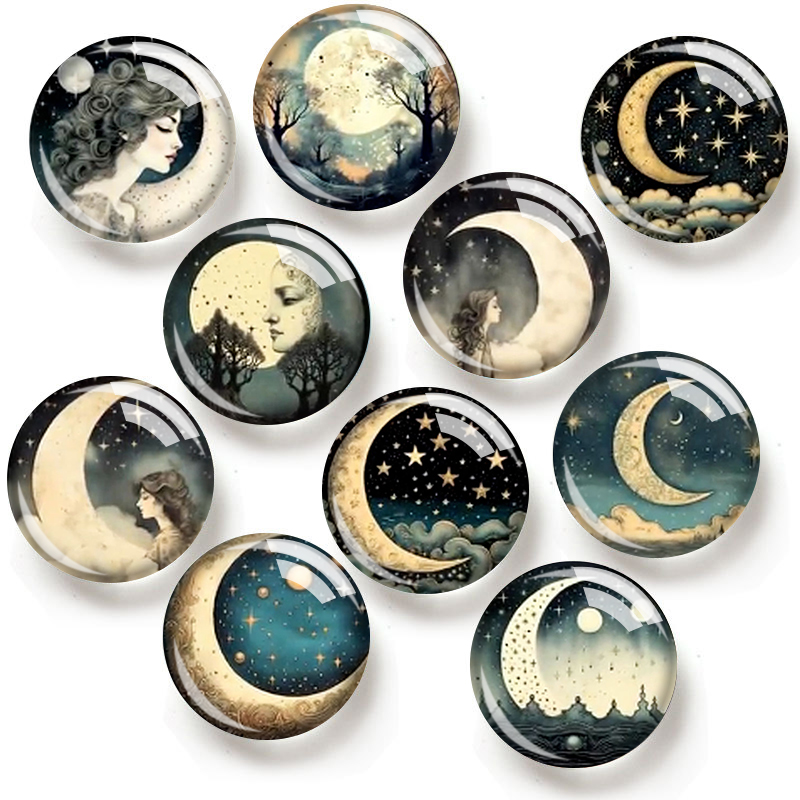 Moon Star Earrings - AY ve YILDIZLAR 12/18/20/25mm cam kabaşon