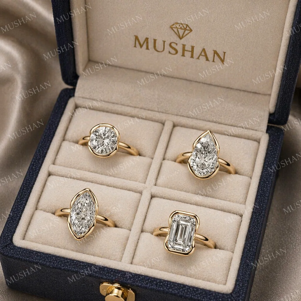 Moissanite Ring - MUSHAN Lüks MST Mücevher 925 Ayar