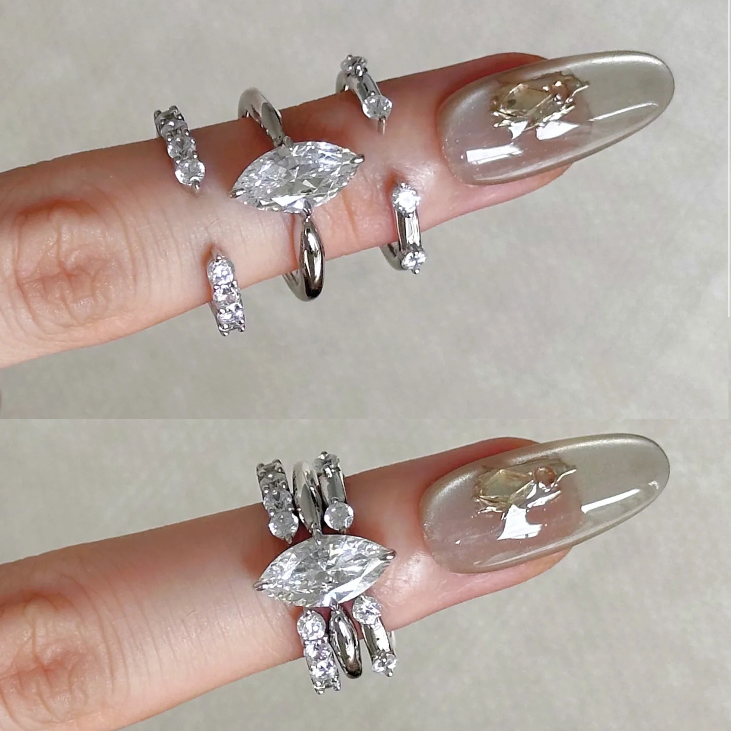 Minimalist Ring Stackable - Minimalist Tarz Üçü Bir Arada İstiflenebilir