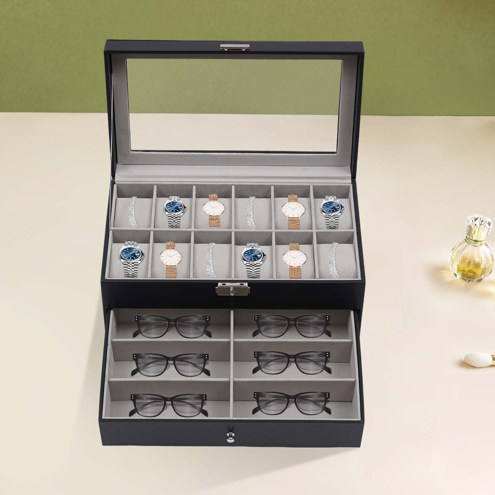 3 Katlı Siyah Masa Üstü Saklam - Jewelry Box Watches Bracelets incelemesi ve fiyatı