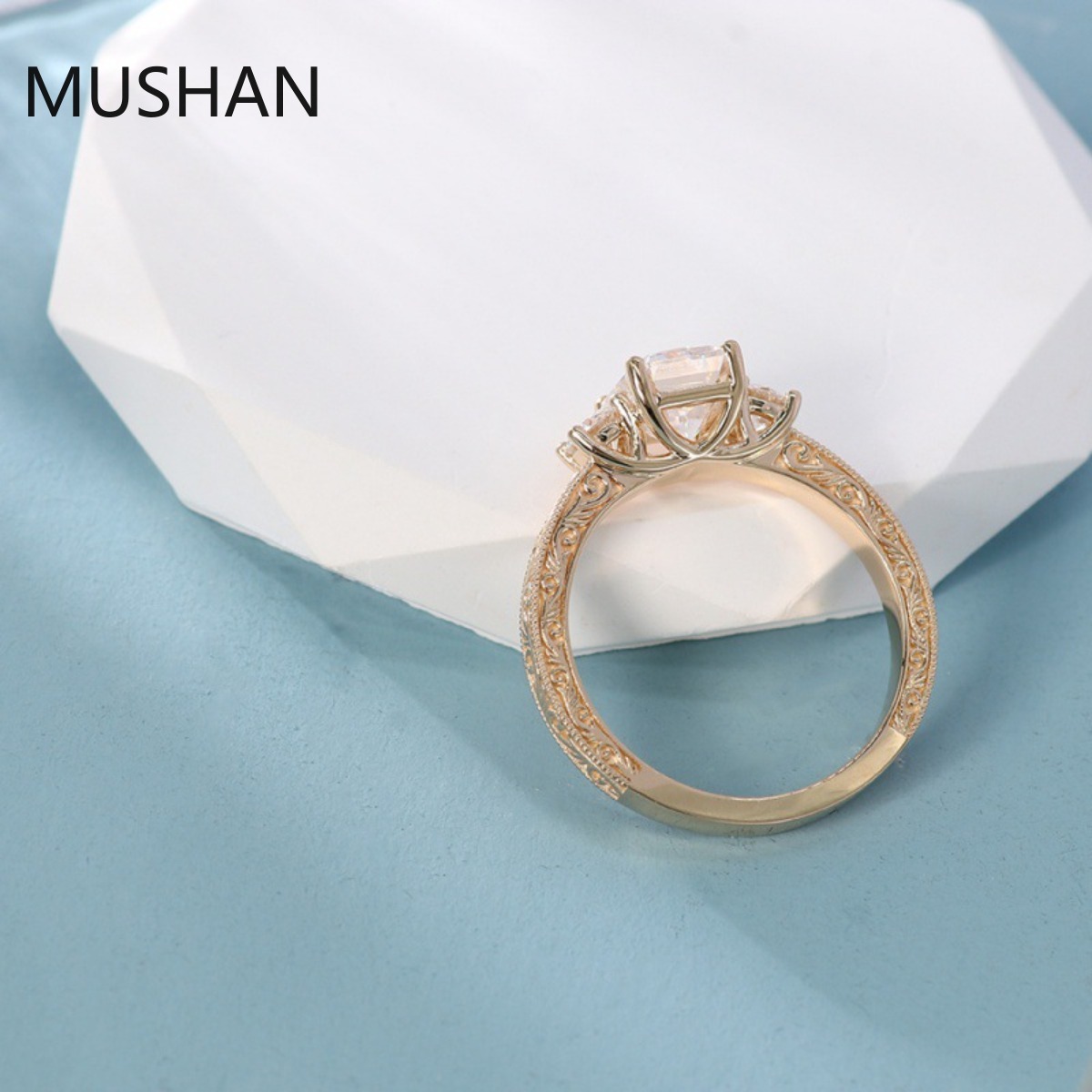 MUSHAN Lüks Özel Tasarım 14K 1 - Moissanite Ring incelemesi ve fiyatı