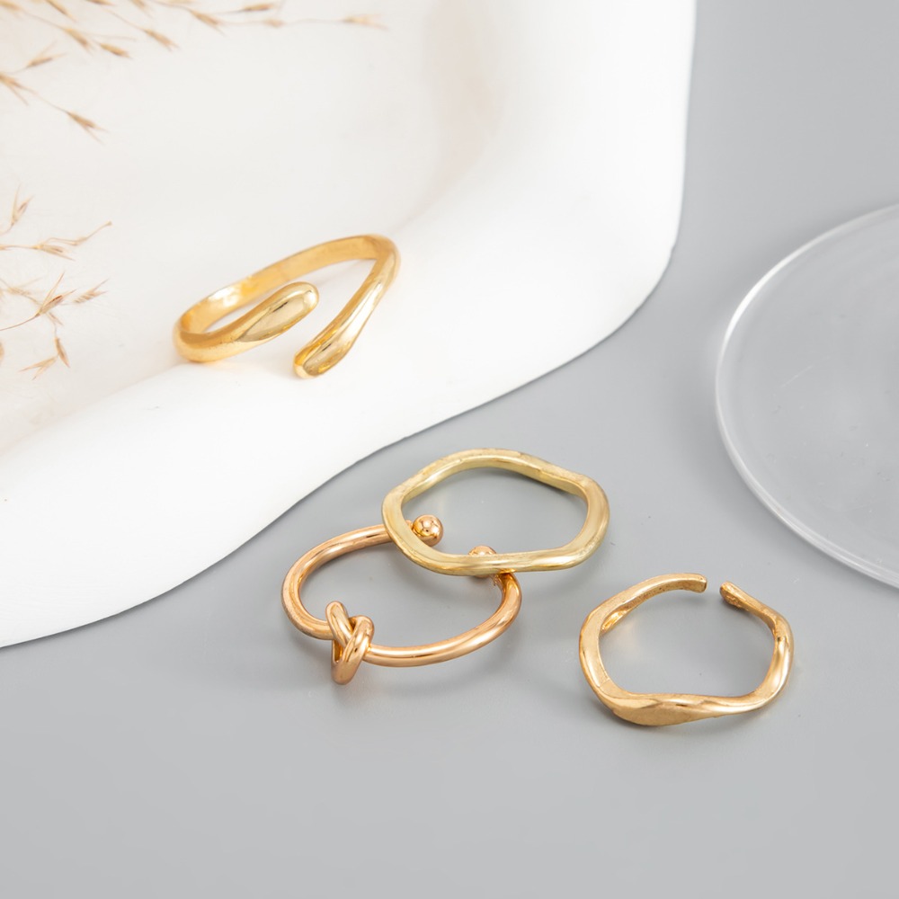 4 Parçalı Set Moda Düğüm Büküm - Minimalist Ring Stackable incelemesi ve fiyatı