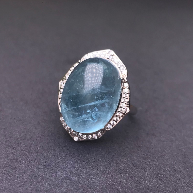 CSJ Büyük Taş Doğal Akuamarin  - Turquoise Stone Ring incelemesi ve fiyatı