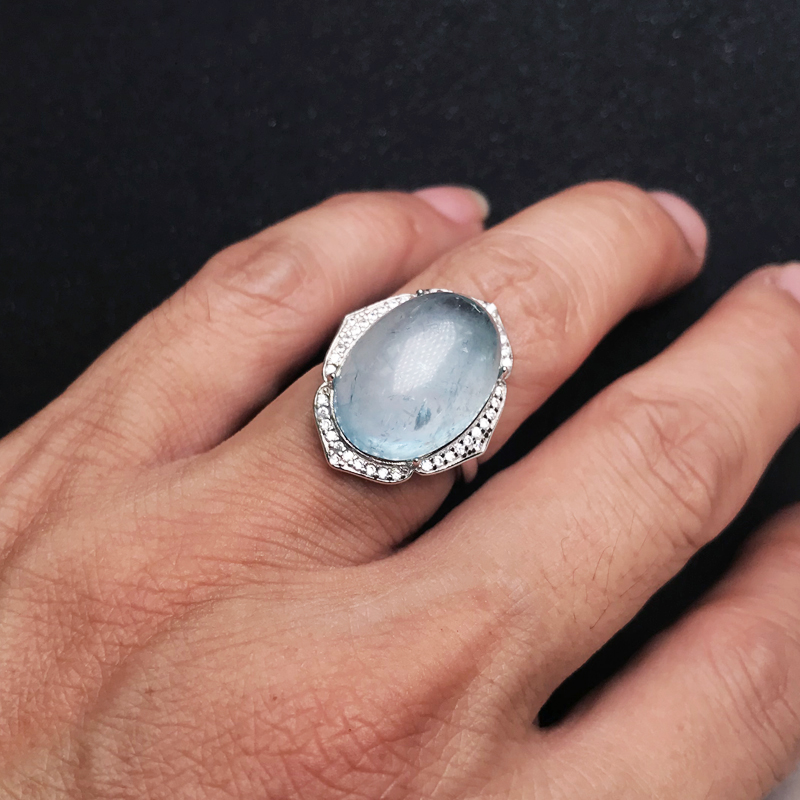 CSJ Büyük Taş Doğal Akuamarin  - Turquoise Stone Ring incelemesi ve fiyatı